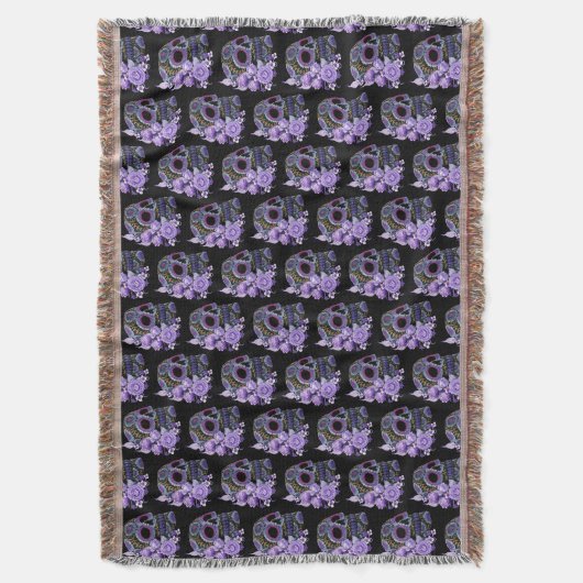 Lila schwarzer Blütenschädel Decke (Vorderseite Vertikal)