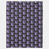 Lila schwarzer Blütenschädel Fleecedecke (Vorderseite)