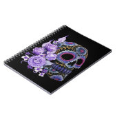 Lila schwarzer Blütenschädel Notizblock (Linke Seite)