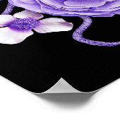 Lila schwarzer Blütenschädel Poster (Ecke)