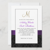 Lila Schwarzer Damast Einladung zur Hochzeit (Rückseite)