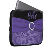Lila schwarzer Damast mit IMITAT Band-Laptop-Hülse Laptopschutzhülle (Vorne Rechts)
