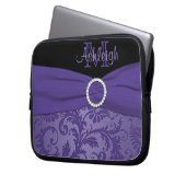 Lila schwarzer Damast mit IMITAT Band-Laptop-Hülse Laptopschutzhülle (Vorderseite Links)
