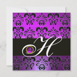 LILA SCHWARZER DAMAST-MONOGRAMM AMETHYST EINLADUNG