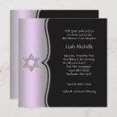 Lila schwarzer Davidsstern Schläger Mitzvah Einladung (Vorne/Hinten)