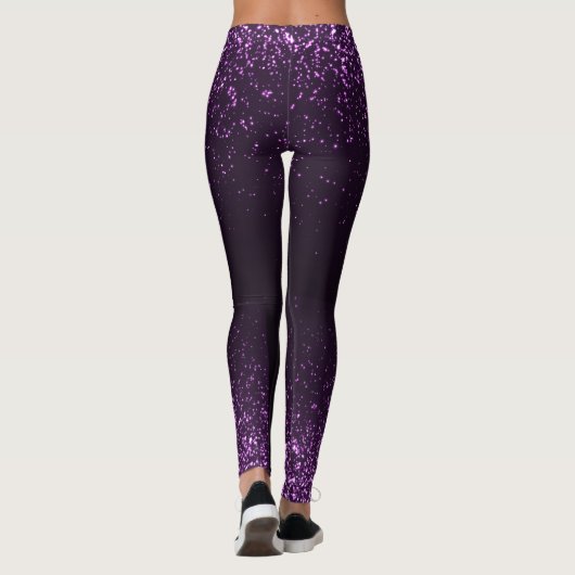 Lila Schwarzer Glitzer Sparkle Girly Stilvolle Leg Leggings (Rückseite)
