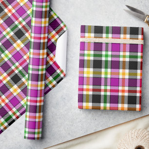 Lila Schwarzer Mehrfarbiger Flanell Kariert Tartan Geschenkpapier