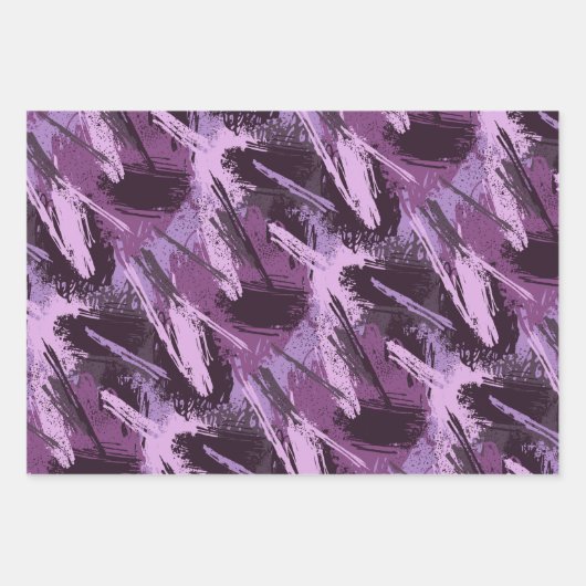 Lila Schwarzer Pinsel Geschenkpapier Set (Vorderseite 3)