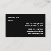 Lila schwarzer Seitentext der ledernen Jacke Visitenkarte (Rückseite)