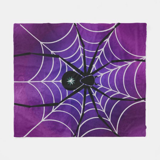 Lila Schwarzer-Spinne-Spange Fleecedecke (Vorderseite (Horizontal))