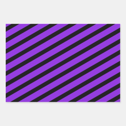 Lila schwarzer Streifen Geschenkpapier Set (Vorderseite)