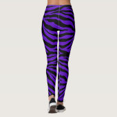 Lila schwarzer Streifenzebra-Tierdruck-Leggings Leggings (Rückseite)