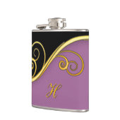 Lila-schwarzer Swirl mit dem Initial Flachmann (Links)