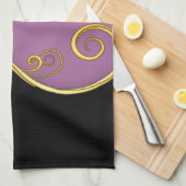 Lila-schwarzer Swirl mit Initial(en) Küchentuch (Viertel Falte)
