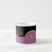 Lila-schwarzer Swirl mit Initial Espressotasse (Vorderseite)