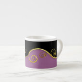 Lila-schwarzer Swirl mit Initial Espressotasse (Vorderseite Rechts)