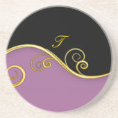 Lila-schwarzer Swirl mit Initial Getränkeuntersetzer (Vorne)