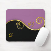 Lila-schwarzer Swirl mit Initial Mousepad (Mit Mouse)