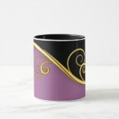 Lila-schwarzer Swirl mit/ohne Monogramm Tasse (Zentrum)