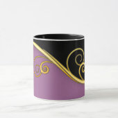 Lila-schwarzer Swirl mit/ohne Monogramm Tasse (Zentrum)