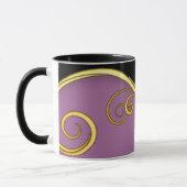 Lila-schwarzer Swirl mit/ohne Monogramm Tasse (Links)