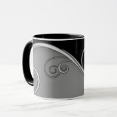 Lila-schwarzer Swirl mit/ohne Monogramm Tasse (Vorderseite Links)