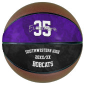 Lila schwarzer Teamname Ende der Saison Keepake Basketball (Vorderseite)