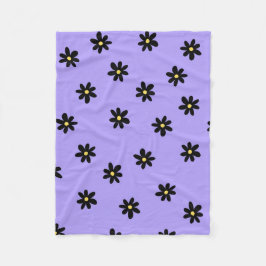 Lila Schwarzer Tropen-Blumen-Botanischer Sommer Fleecedecke