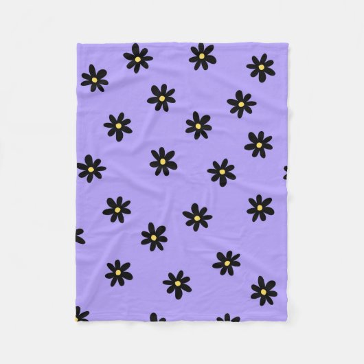 Lila Schwarzer Tropen-Blumen-Botanischer Sommer Fleecedecke (Vorderseite)