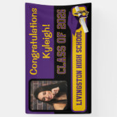 Lila, schwarzer und goldener Abschluss Banner (Vertikal)