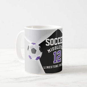 Lila, schwarzer und weißer ⚽ Fußball Kaffeetasse