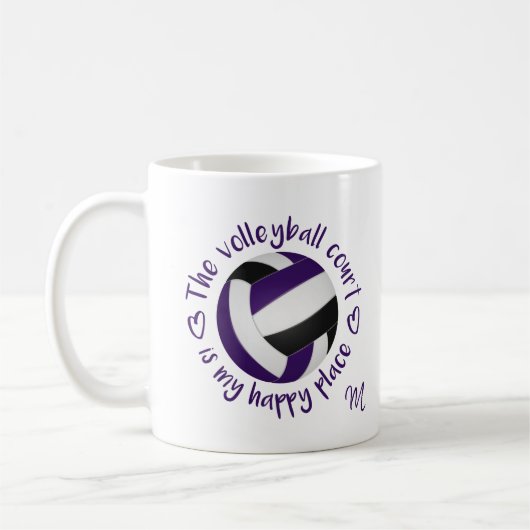 lila schwarzer Volleyballplatz Kaffeetasse (Links)
