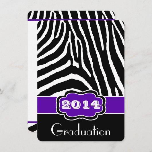 Lila, schwarzer, weißer Zebra-Abschluss laden Sie Einladung (Vorne/Hinten)