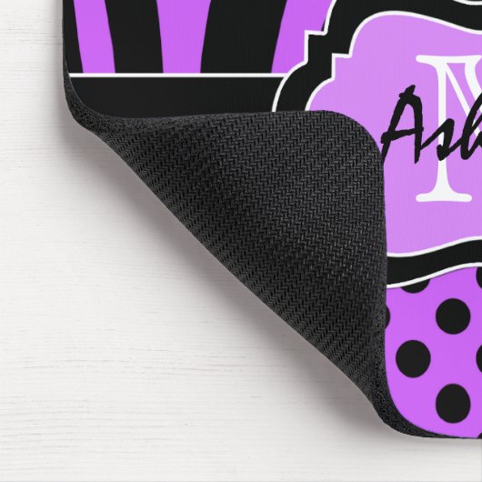 Lila, schwarzer, weißer Zebra-Streifen u. Punkte Mousepad (Ecke)