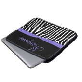 Lila schwarzer Zebra-lila Band-Monogramm Laptopschutzhülle (Vorne Knopf)