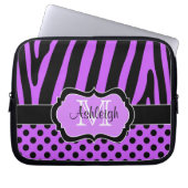 Lila schwarzer Zebra Stripes Laptopschutzhülle (Vorderseite)
