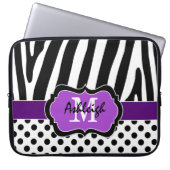 Lila schwarzer Zebra Stripes Laptopschutzhülle (Vorderseite)