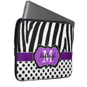 Lila schwarzer Zebra Stripes Laptopschutzhülle (Vorne Rechts)