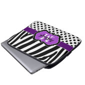 Lila schwarzer Zebra Stripes Laptopschutzhülle (Vorne Knopf)