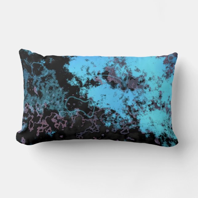 Lila Schwarzes abstrakt Lendenkissen (Vorderseite)