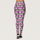 Lila-schwarzes Barock-Fleur-de-lis-Musterdesign  Leggings (Rückseite)
