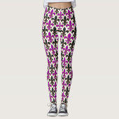Lila-schwarzes Barock-Fleur-de-lis-Musterdesign  Leggings (Vorderseite)