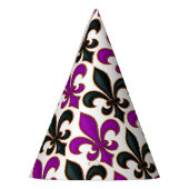 Lila-schwarzes Barock-Fleur-de-lis-Musterdesign Partyhütchen (Links)