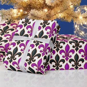 Lila-schwarzes Barock-Lilienmuster-Design Geschenkpapier