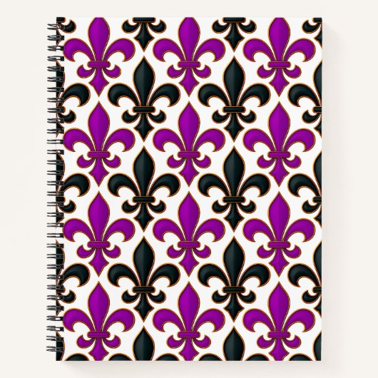 Lila-schwarzes Barock-Lilienmuster-Design  Notizblock (Vorderseite)