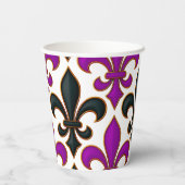 Lila-schwarzes Barock-Lilienmuster-Design Pappbecher (Rückseite)