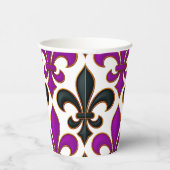 Lila-schwarzes Barock-Lilienmuster-Design Pappbecher (Rechts)