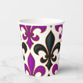 Lila-schwarzes Barock-Lilienmuster-Design Pappbecher (Vorderseite)