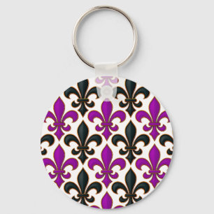Lila-schwarzes Barock-Lilienmuster-Design  Schlüsselanhänger