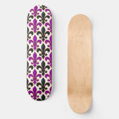Lila-schwarzes Barock-Lilienmuster-Design Skateboard (Vorderseite)